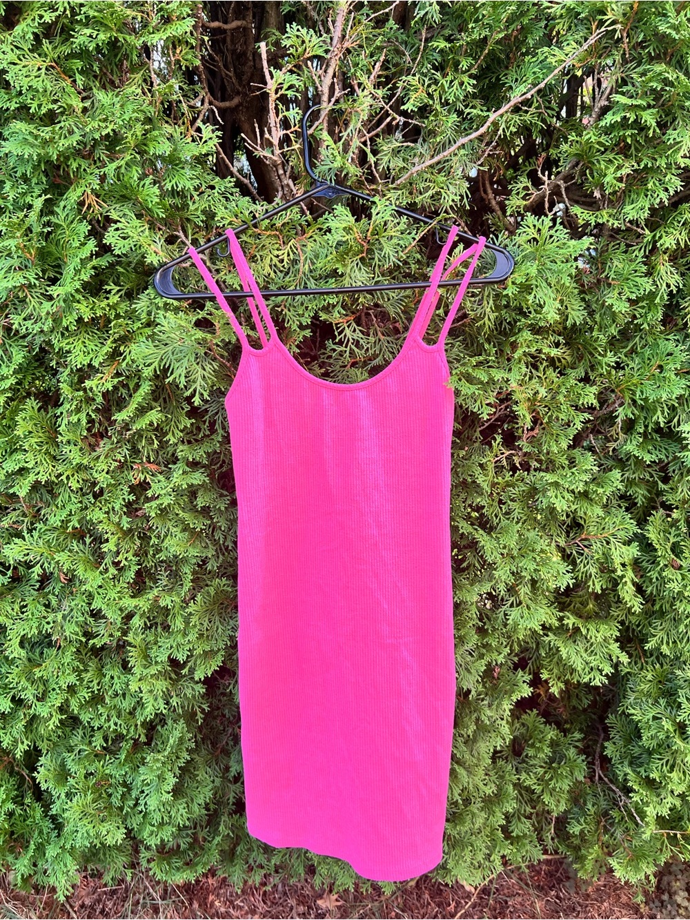 Zara Bright Pink Ribbed Mini Tank Dress